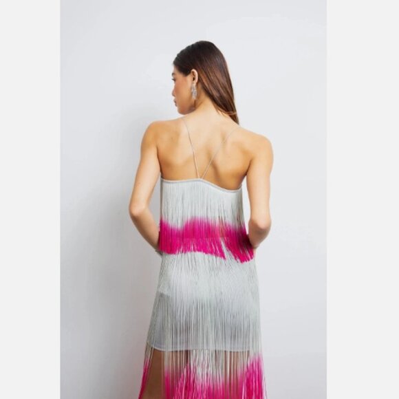 Pink Gray ombre fringe crop top - Picture 4 of 9